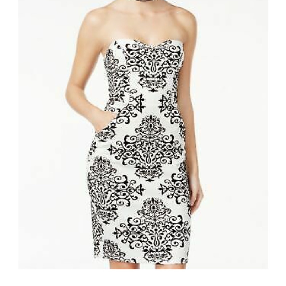 B Darlin Black & White Strapless Scuba Dress